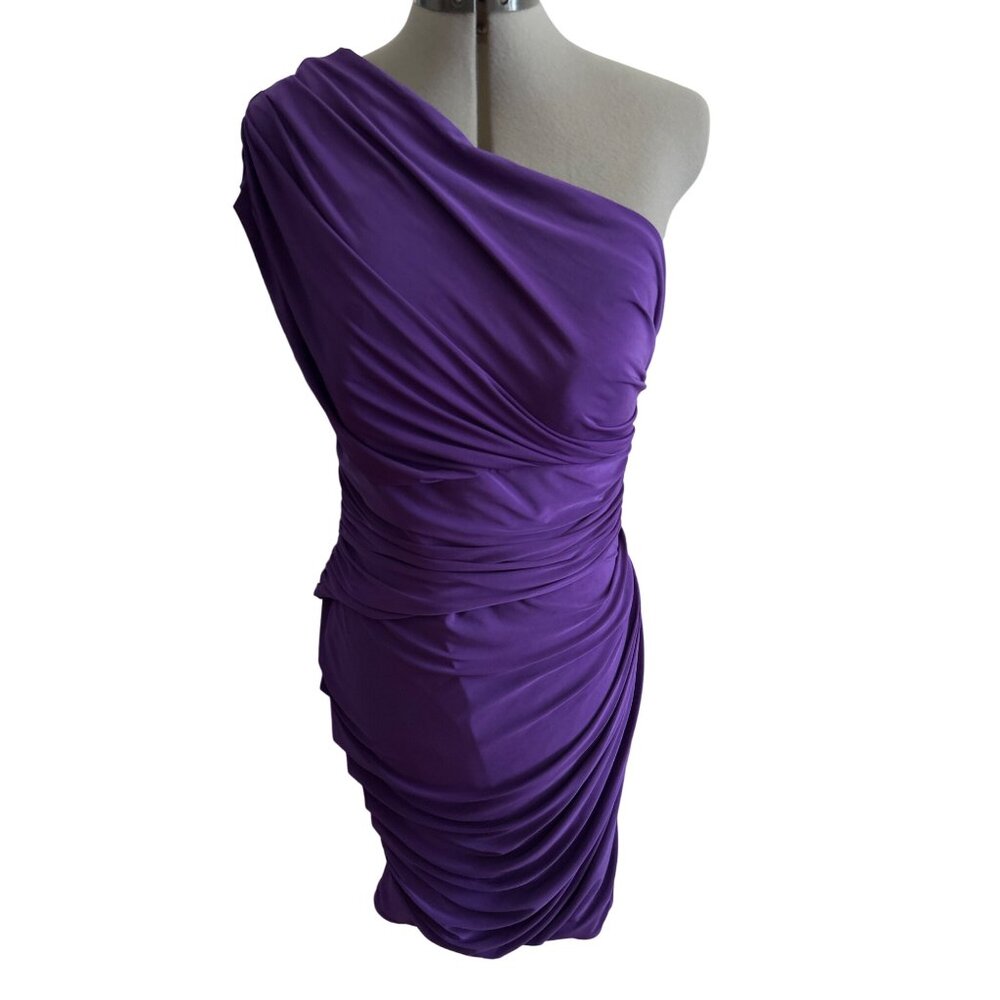Bisou Bisou Michele Bohbot One-Shoulder Vibrant Purple Dress Size 12 Party